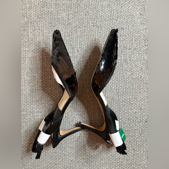 Dolce Vita ELIZA Confetti Heels 8.5 Black Sequin Mesh Stiletto 3”Pumps NWT - Picture 13 of 16